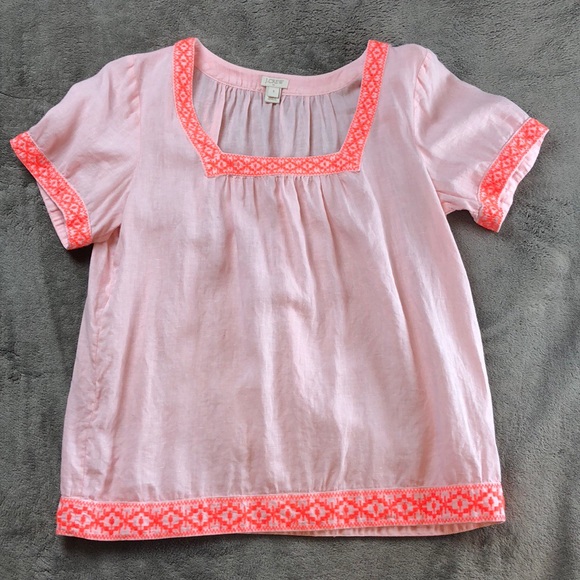 j crew embroidered peasant top